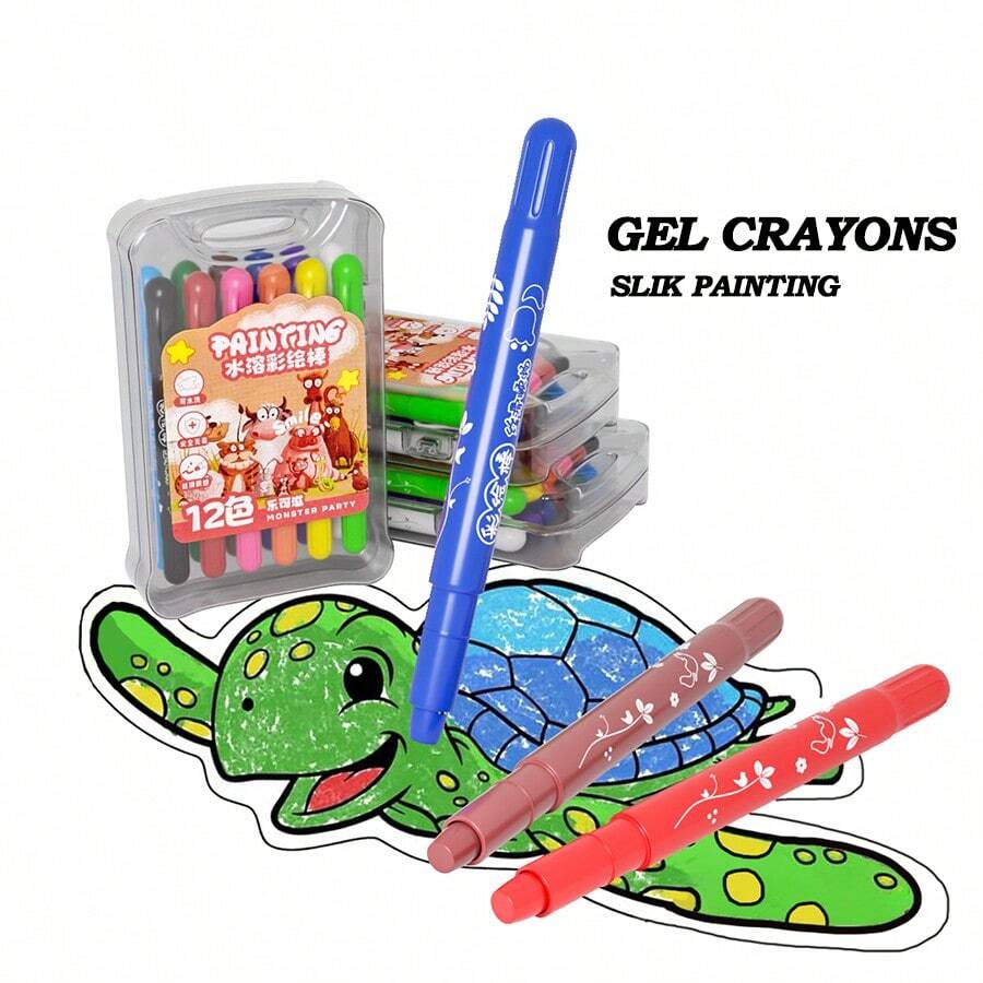 12 Packs Twistable Art Supply Crayons Set Smooth Easy Glide Gel Crayons Bright, Blendable Washable - 12 Color - View 1