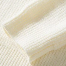 ZCKL Unisex Casual Solid Color Crew Neck Ribbed Knit Sweater, Retro Style, Autumn Winter - White - View 5