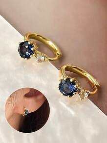 2 piezas Pendientes pequeños de aro clásicos y elegantes con circonita cúbica brillante, adecuados para uso diario y de boda de las mujeres, regalo de San Valentín, cumpleaños, para ella, mamá, madre, Día de la Madre
