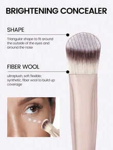 MAANGE 4pcs Professional Makeup Tool Set With 1pc Triangular Tube Flat Head Multi-Purpose Brush + 3pcs Large Makeup Removal Puffs,With Foundation Brush Blush Brush Loose Powder Brush Contour Brush Highlighter Brush Makeup Tools Gift For Women & Girl Travel Makeup Brush ﻿ - 粉色 - 查看 4