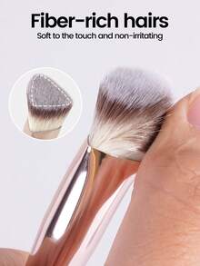 MAANGE 4pcs Professional Makeup Tool Set With 1pc Triangular Tube Flat Head Multi-Purpose Brush + 3pcs Large Makeup Removal Puffs,With Foundation Brush Blush Brush Loose Powder Brush Contour Brush Highlighter Brush Makeup Tools Gift For Women & Girl Travel Makeup Brush ﻿ - 粉色 - 查看 5
