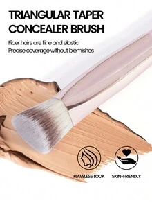 MAANGE 4pcs Professional Makeup Tool Set With 1pc Triangular Tube Flat Head Multi-Purpose Brush + 3pcs Large Makeup Removal Puffs,With Foundation Brush Blush Brush Loose Powder Brush Contour Brush Highlighter Brush Makeup Tools Gift For Women & Girl Travel Makeup Brush ﻿ - 粉色 - 查看 7