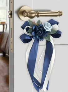 1PC 玫瑰花后视镜装饰花婚车带吸盘花婚礼场景装饰楼梯扶手走廊门把手蝴蝶结玫瑰装饰