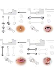 AVYRING 1SET Belly Button Piercing Needles Gun Set Body Piercing Set For Lip Tongue Ear Nose Safe Piercing Gun Kits Body Piercing Needle Tool Kits Set For Women Men/Belly Button Piercing Kit - Multicolor - View 5