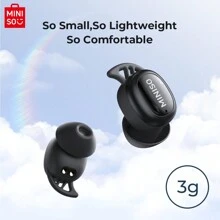 Miniso 睡眠耳塞 X16 无线耳塞 睡眠用隔音耳塞 舒适贴合无线 5.4 无线耳机 无限睡眠声音 睡眠监测个人闹钟耳机 侧卧支持所有智能手机 小巧便携 入耳式无线耳机迷你耳塞带充电盒 适用于 Apple iPad、笔记本电脑、iOS/Android 用户、家庭、朋友、儿童、生日、圣诞节、冬季、节日的礼物 - 黑色 - 查看 4