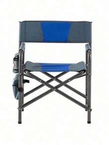 1-Piece Padded Folding Outdoor Chair With Side Table And Storage Pockets,Lightweight Oversized Directors Chair For Indoor, Outdoor Camping, Picnics And Fishing,Green - Xanh dương + Xám + Thép-5 - Xem 5