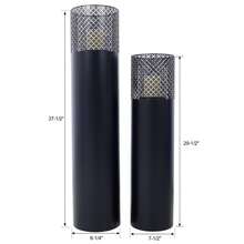 Set Of 2 Lantern Columns, Industrial Design Decorative Garden Columns, Indoor & Outdoor Lanterns With Included Candles, Oriental Style, Sizes 37 1/2 & 29 1/2 In - Black - View 3