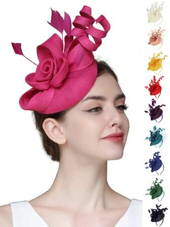 Fascinator Hats For Women Tea Party Hats Fascinators Kentucky Headband Derby Hat Wedding Feathers Ribbon Headwear ,Hair Accessories, Tiny Hats, Mini Fascinator, Mini Cap