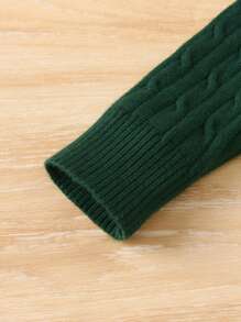 Tween Boy College Style Cable Knit Half Zip Pullover Sweater, Suitable For School Wear In Spring, Autumn & Winter - Dark Green - View 5