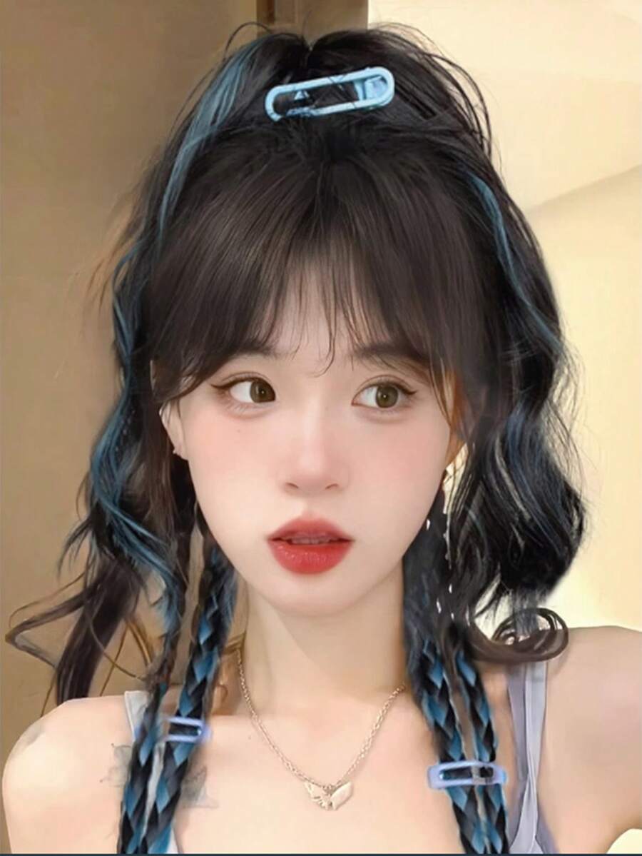 Ombre Pink High Ponytail Boxer Braids Synthetic Hair Extensions With