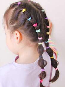 300pcs/Set Girls Ombre Pink Macaron And Brown Simple Basic Elastic Hair Ties, Hair Scrunchies, Hair Ropes, Daily Use - Multicolor - View 2