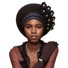 Traditional African & South American Layered Floral Headdress, Nigerian Gele Headwrap, Suitable For Daily Wear, Weddings, Parties, Gatherings, And Ideal Mother's Day Gift