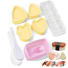 8pcs Sushi Mold Maker Food Press Rectangular Non Stick Sushi Kit Onigiri Rice Ball Set Japanese DIY Tools Kitchen Bento Accessories - Multicolor - View 1