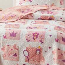 Colcha Cobre leito Solteiro com 2 Peças Tecido Dupla Face Estampada com Porta Travesseiro 150 Fios Personagens - Princesas - Visão 3