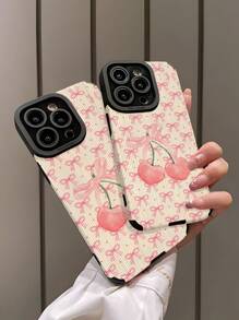 1 件少女粉樱桃蝴蝶结图案哑光防摔柔软 TPU 手机壳适用于 iPhone 和三星 S15/S15Plus/S15Pro/S15ProMax - 彩色 - 查看 4