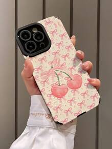 1 件少女粉樱桃蝴蝶结图案哑光防摔柔软 TPU 手机壳适用于 iPhone 和三星 S15/S15Plus/S15Pro/S15ProMax - 彩色 - 查看 2