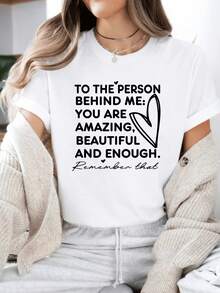Camiseta con mensaje inspirador de diseño "Para la persona detrás de mí" - Camiseta de algodón elegante perfecta como regalo para amigos - Blanco - Ver 2