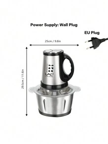 LAC atualizado com capacidade de 3L, plástico rígido, instalação sem trava, desmontagem, tigela de aço inoxidável de fácil limpeza, moedor de carne de 4 lâminas, picador de alho de dupla velocidade