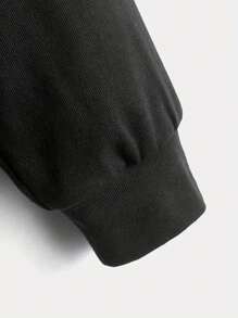 Jungen & Teenager Studenten Lässig Bedrucktes Schwarzes Pullover-Sweatshirt Mit Rundhalsausschnitt, Herbst/Frühlingsjacke