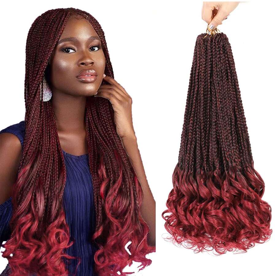 8 Packs French Curl Crochet Braids 18 Inch Goddess Box Braids Crochet