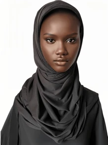 1 Piece Ladies High Quality Black Solid Color Soft Breathable Jersey Hijabs Scarves