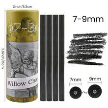 25 pièces/pack Bâtonnets de charbon de bois de saule, charbon de bois de saule naturel pour les artistes, les débutants ou les étudiants de tous les niveaux de compétence. Idéal pour le croquis, le dessin et l'ombrage. Fournitures scolaires