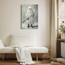 1 Pc Framed Canvas Wall Art Phantom On Ice, Hockey Canvas Painting, Spooky Season Wall Art Decor, Halloween Poster Gift For Hockey Lovers For Living Room Bedroom - Black - View 4