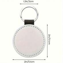 30pcs Sublimation Blanks Keychain Glitter PU Leather Keychain Heat Transfer Keyring Black Round Single Side - 30個 - 查看 2