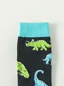 1 Double Triceratops Diplodocus Printed Cartoon Socks For Men Creative Personalized Cartoon Dinosaur Socks