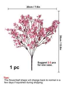 樱花人造花满天星、满天星假花 DIY 婚礼装饰家居花束人造花枝、假植物、秋季装饰、房间、书桌、花园装饰、房间装饰用品 - 粉紅色梅花 - 查看 4