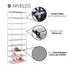 9 Tier Shoe Rack, Foldable Closet For Shoes And Clothes, Adjustable Organizer Shelf, 9 Tier Fabric Shoe Rack, 9 Tier Large Capacity Shoe Rack With Cover - Burgundy - View 8