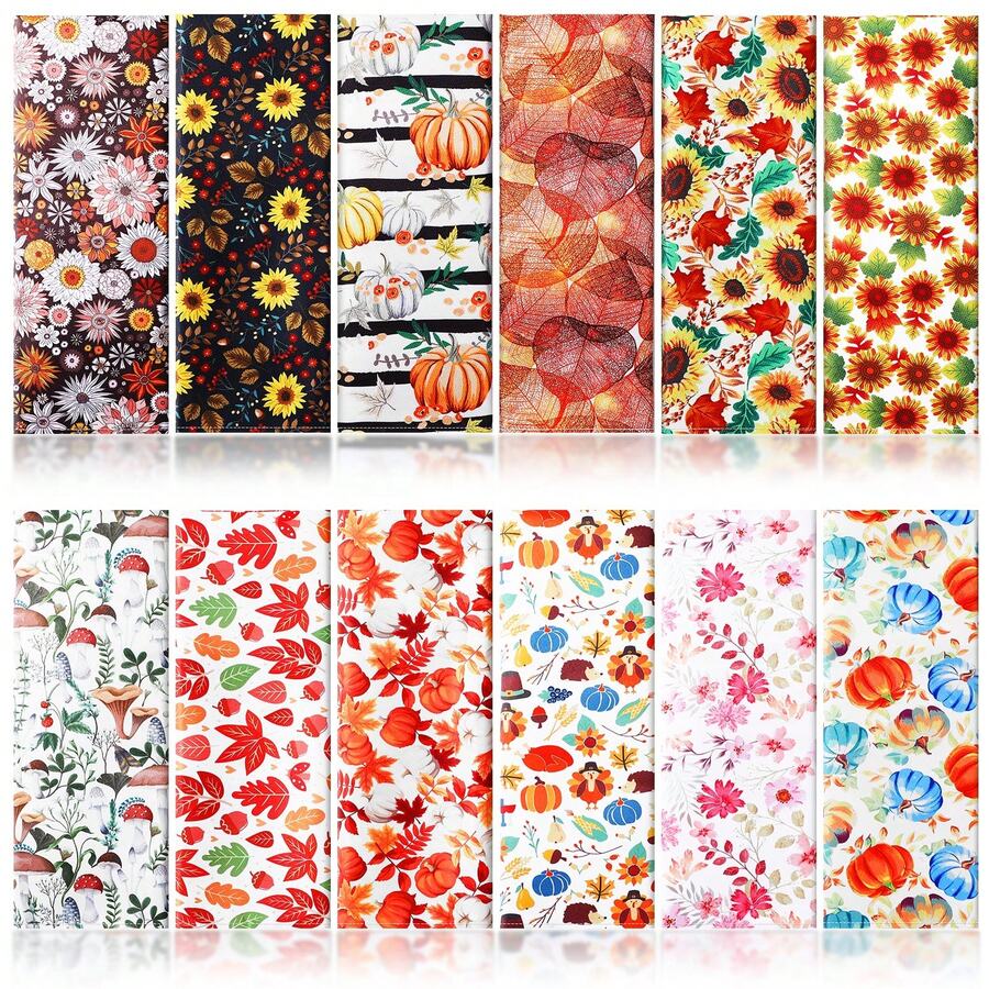 24 Pcs 14.5" X 14.5" Fall Cloth Napkin, Harvest Thanksgiving Cloth Napkins, Autumn Maple Leaf Sunflower Pumpkin Cloth Napkins Reusable Machine Washable Napkin For Home Thanksgiving Wedding Favor - 彩色 - 查看 1