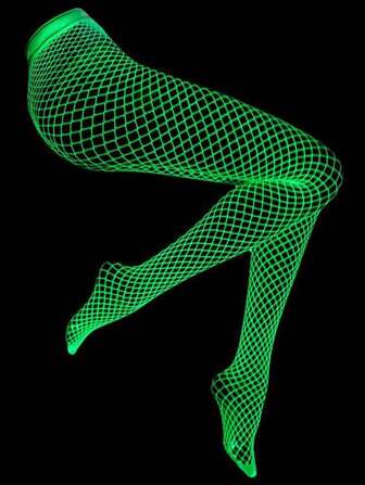 1pc Glow In The Dark Sexy Fishnet Stockings, Suitable For Bars, KTV White Stockings Fluorescent Sexy Stockings, Bar Flirty Leggings Neon Glow Party Outfit Halloween