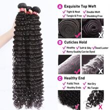 BINF Malaysian Remy Hair Bundles Deep Wave Human Hair Weave Bundles 100% Remy Hair Extensions Natural Black 1/3/4 Pcs 8-30 Inches - Natural Black - View 7