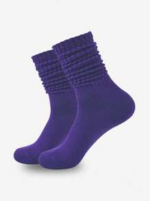 1 par de calcetines de unicolor hasta la rodilla para mujeres, calcetines largos y delgados, calcetines tipo universitario hasta el muslo, adecuados para todas las estaciones, simples y generosos, perfectos para uso diario.
