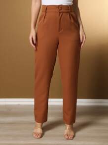 Women's Pants/Tailored Pants/Basic Pants/Elegant Pants/Skinny Pants/Blogger Pants/Fashion Pants - 咖啡棕 - 查看 2