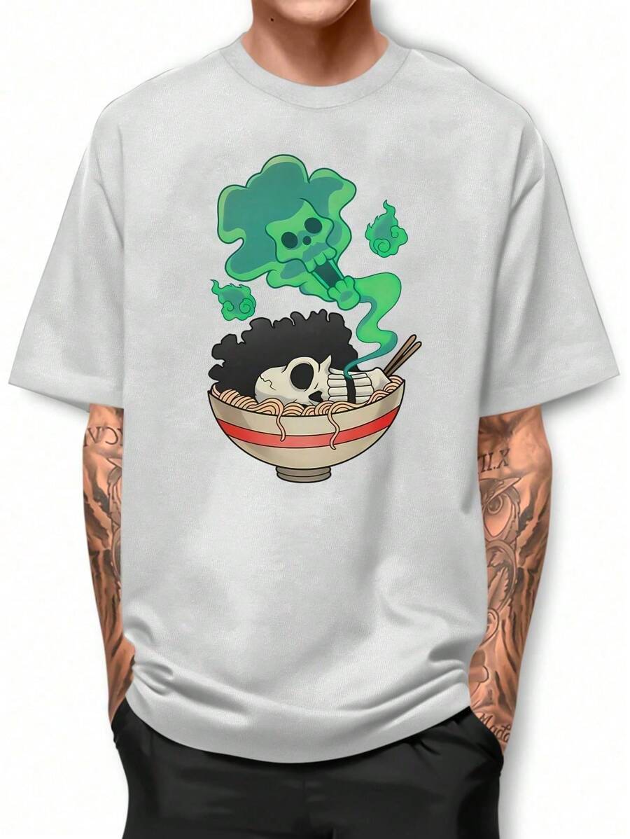 Brook One Piece Ramen Shirt 100% Cotton T-Shirt - 白色 - 查看 1