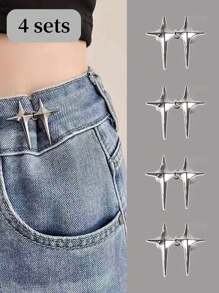 4 juegos de hebilla de botón con forma de estrella de cinturón desmontable, clip de cintura ajustable para pantalones, faldas y jeans para la calle - Multicolor - Ver 28