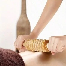 1pc Solid Wood Roller Massage Stick For Whole Body Dredging, Cervical And Back Massage Device, Muscle Relaxation, Wooden Household Wolf-Tooth Stick Wooden Massage Stick Hand In Hand Roller Meridian Massage Stick Solid Wood Roller Massage With A Back Abdominal Massager(The Product Is A Wood Product, And It Is Normal To Have A Little Black Spots And Cracks) Gym Accessories, Sport, Gym, Home Exercise, Massager, Massage - Beige - View 15