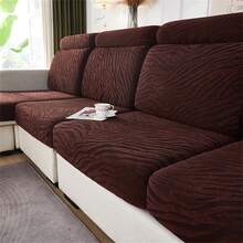 1 件装各种款式波浪提花沙发套防滑适用于客厅、卧室扶手椅套弹力格子转角沙发套防尘沙发套 1/2/3/4 座位分段 L 形靠背沙发套 - 彩色 - 查看 5