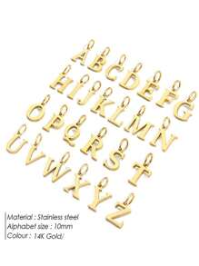 A Stylish And Simple 26 English Letters A-Z Pendant, Perforated Love Pendant Stainless Steel Necklace, Suitable For Women's Daily Casual Wear - Multicolor - View 3