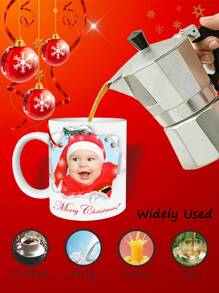 定制圣诞马克杯，个性化陶瓷咖啡杯，带有图像、文字、名称和定制礼物，11 盎司/325 毫升双面印刷白色陶瓷杯 - 白色 - 查看 2