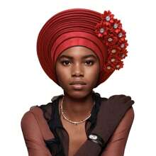 Traditional African & South American Layered Floral Headdress, Nigerian Gele Headwrap, Suitable For Daily Wear, Weddings, Parties, Gatherings, And Ideal Mother's Day Gift