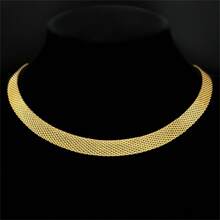 Collar de cadena de malla plana para mujer y hombre, collar de hueso de acero inoxidable dorado/plateado/negro, collar, collar, collar, collar, joyería, regalo de boda y festividades