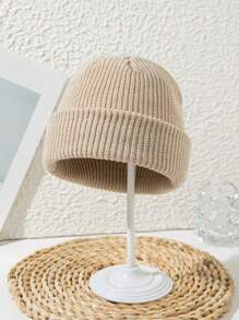 1 pieza Gorro tipo Beanie liso unisex, gorra de punto acrílica casual para exteriores y streetwear, unicolor, otoño/invierno (consulte los detalles de talla para la medida de la circunferencia de la cabeza) - multicolor - Ver 18