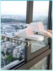 Khung cửa sổ không đục lỗ, Giá phơi đồ, Bệ cửa sổ, Làm mát quần áo ban công, Cửa sổ treo ngoài trời, Làm khô quần áo di động Cửa sổ bay du lịch - Nhiều màu - Xem 3