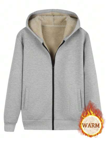 Men's Sherpa Thermal Lined Casual Zip-Up Jacket, Autumn/Winter