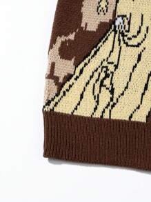 Áo len dài tay cổ chữ V dáng rộng họa tiết chim bồ câu hiệu Andreilee, trang phục đường phố đa năng dành cho nam và nữ, phù hợp cho mùa xuân, thu và đông. - màu nâu - Xem 6