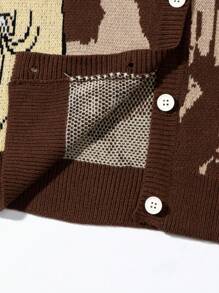 Áo len dài tay cổ chữ V dáng rộng họa tiết chim bồ câu hiệu Andreilee, trang phục đường phố đa năng dành cho nam và nữ, phù hợp cho mùa xuân, thu và đông. - màu nâu - Xem 7