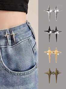 4 Sets Shaped Detachable Waistband Button Buckle, Adjustable Waist Clip For Jeans Skirts Pants Street - Multicolor - View 20
